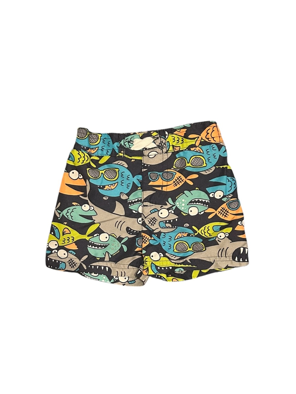 Kids' Colorful Shark Print Swim Trunks - funky cool fish